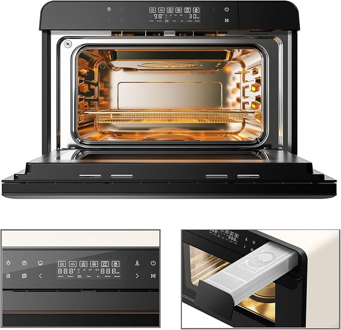 ROABM Toaster Oven Air Fryer Combo R-BOX Blue 23QT Countertop Convection Steam Oven Rapid Steam Bake Air Fry Broil Dehydrate Defrost Ferment Steam Self-Clean Touchscreen Control