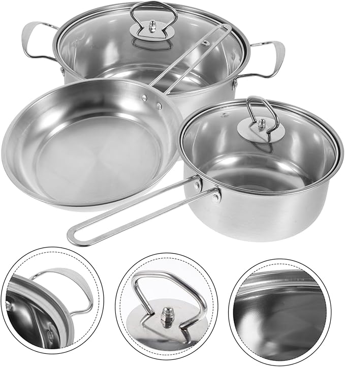 Cabilock Stainless Steel Cookware Set Multi Functional Pots with Soup Pot Frying Pan Seamless Easy Clean Surface Comfortable Grip Handles for Versatile Kitchen Use