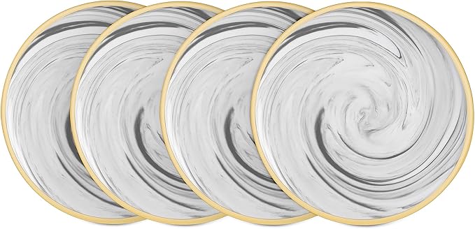Fine China Artisan Marbled 16pc Dinner Set Grey with Gold Line