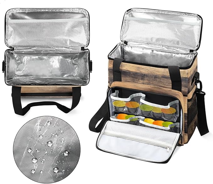 Wood Pattern Coffee Maker Travel Bag for Keurig K-Mini/K-Mini Plus Insulated Waterproof Tote with Pockets for K-Cup Portable Single-Serve Brewer Case