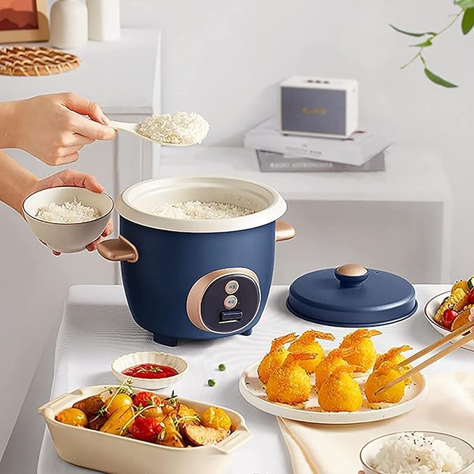 Portable rice cookerMini Rice Cooker with Steamer Stainless Steel Rice Cooker Non-Stick Linerfor Family Dormitory for 1-3 People