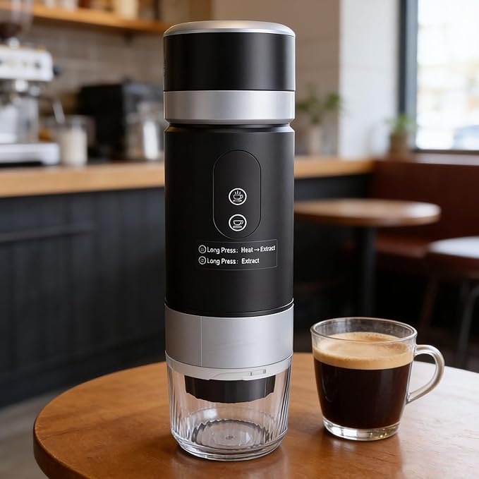 Portable Coffee Machine 2 Rechargeable Electric Coffee Maker with Capsules Compatibility for Camping Travel Office