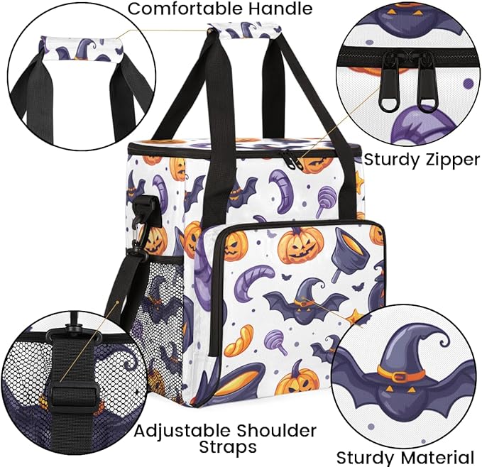 Gothic Pumpkin Coffee Maker Carrying Bag Glowing Pumpkin Travel Storage Bag Compatible with K-Mini or K-Mini Plus Single Serve Coffee Brewer Carrying Case with Multiple Pockets &amp Shoulder Strap