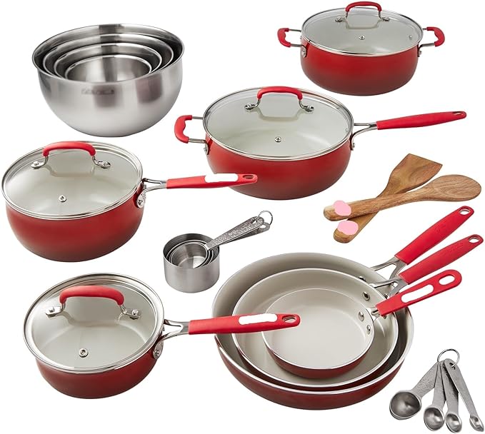 Cookware Woman 25 Piece Ceramic Nonstick Aluminum Easy Clean Cookware Set