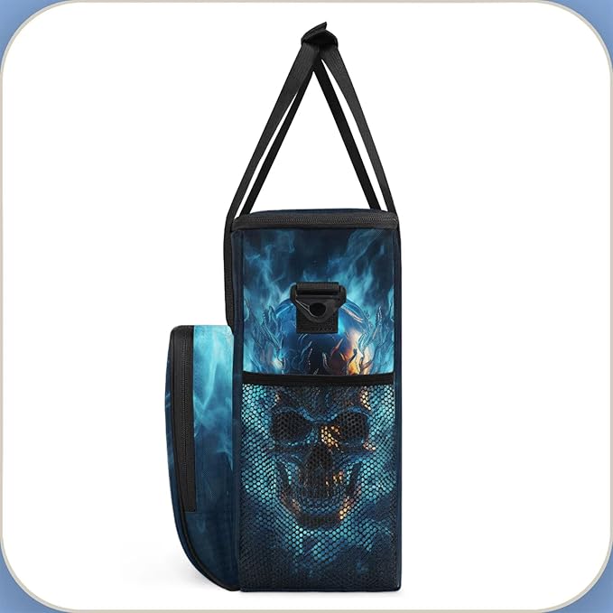 Skull Travel Coffee Maker Carrying Bag Large Organizer Storage Tote Bag Insulated Reusable Cooler Grocery Bags