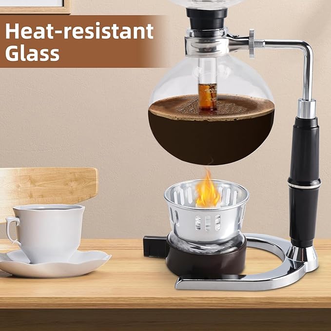 Amarine 5-Cup Tabletop Siphon Coffee Maker 16 Ounce Clear with Alcohol Burner (TCA-5)