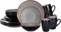 Stoneware Dinner Set Reactive Glaze (16pc Set Beige)