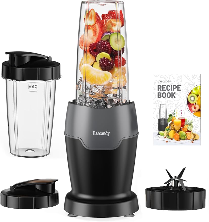 Real 900W Watts Smoothie Blender for Shakes and Smoothies 7 in 1 Set Personal Blender Germany 3D Stainless Steel 6-Leaves Blades Smoothie Maker with 2 Pieces 24 OZ Tritan Sport Cups