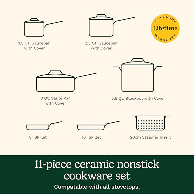 Cuisinart 11-Pc Color Impressions Ceramic Nonstick Set 58S-11BK