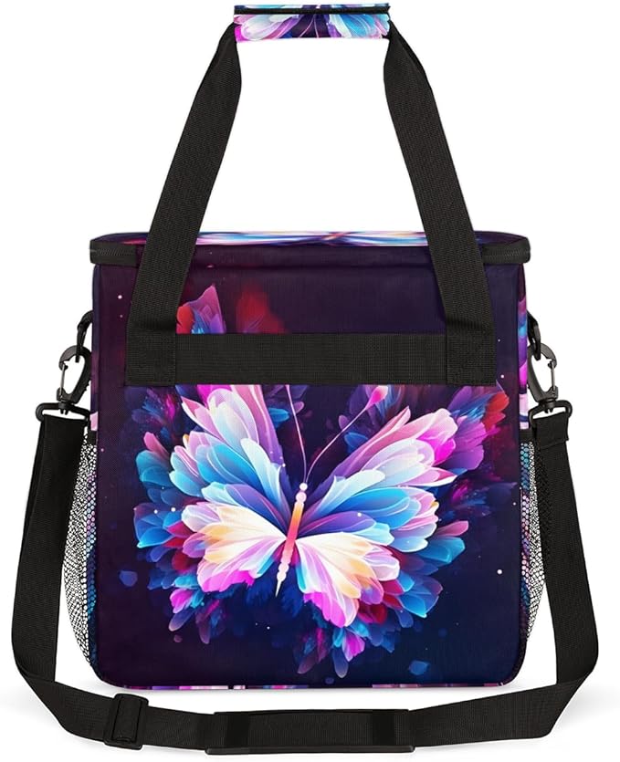 Dreamy Butterfly Coffee Maker Carrying Bag Gothic Butterfly Travel Storage Bag Compatible with K-Mini or K-Mini Plus Single Serve Coffee Brewer Carrying Case with Multiple Pockets &amp Shoulder Str
