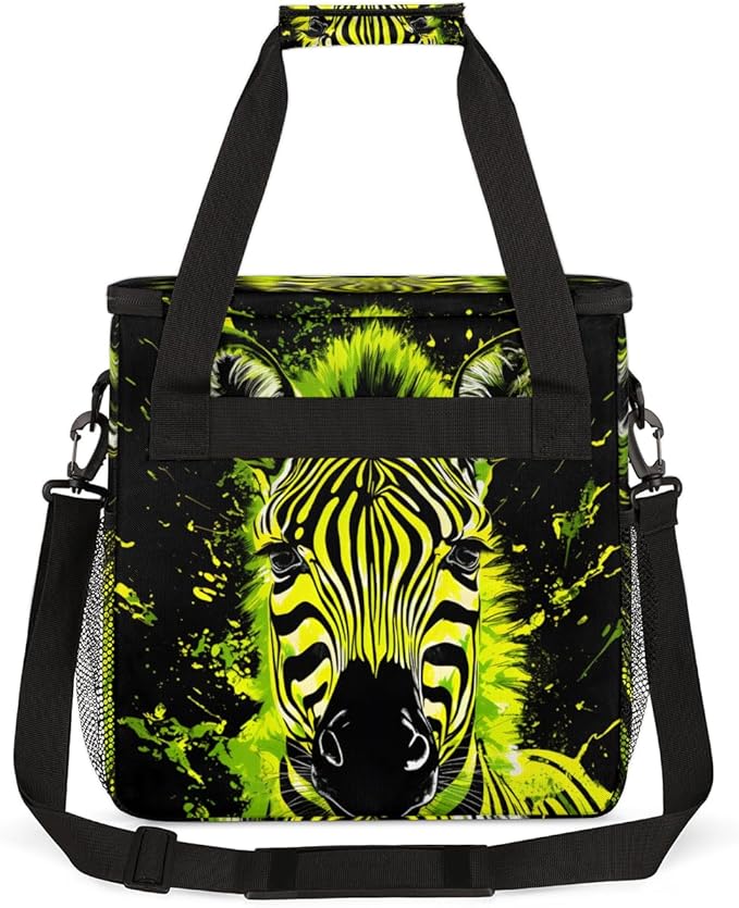 Neon Zebra Coffee Maker Carrying Bag Portable Travel Storage Tote Bag Compatible with K-Mini or K-Mini Plus Single Serve Coffee Brewer Carrying Case with Multiple Pockets &amp Shoulder Strap