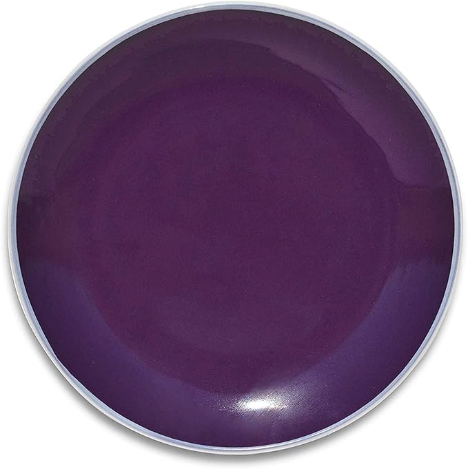 Stoneware Coupe Shape 12pc Dinnerware Set Outside White + Inside Purple