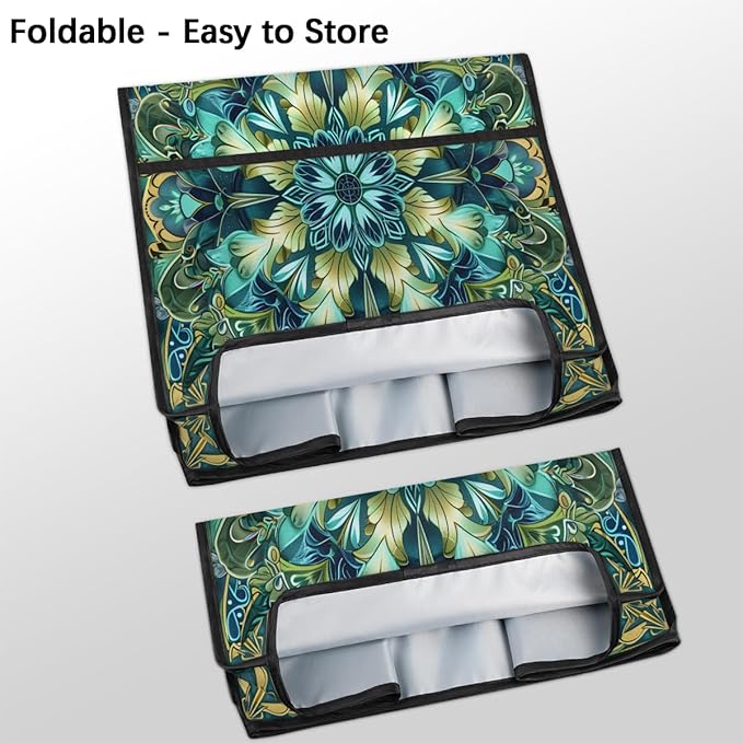 Kitchen Aid Mixer Cover Turquoise Mandala Flower Stand Mixer Cover Compatible with 6-8 Quarts Stand Mixers Dust Covers with Zipper Pocket Foldable Washable Kitchen Aid Organizer Bag