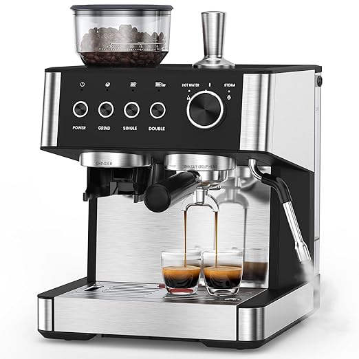 COWSAR (2025 New) Espresso Machines with Built-in Anti-Clog 20 Bar Expresso Coffee Machines with Milk Frother Steam Wand Commercial Espresso Machine with Grinder for Latte Cappuccino Americano