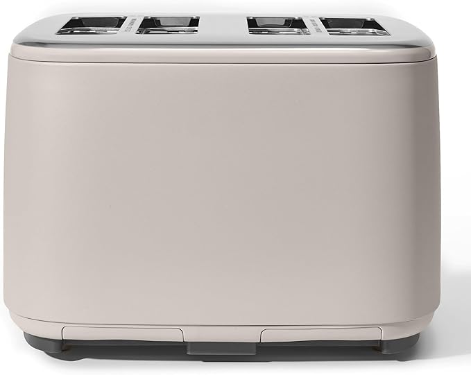4 Slice Toaster with Touch Control Panel 1800W Fast Heating 7 Toast Shade Levels Extra Wide Slots for Bagels Removable Crumb Tray (Porcini Taupe)