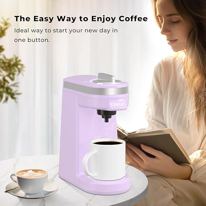 CHULUX Mini Coffee Maker for K Capsule Single Serve Coffee Maker for One Cup Americano Lightweight Pod Coffee Machine Lavender