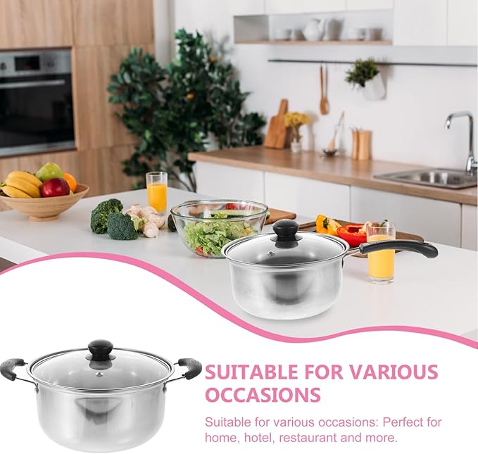 PRETYZOOM 1Set Stainless Steel Cookware Set Versatile Soup Pot Frying Pan and Milk Pot for Home Kitchen Cooking and Easy to Clean Cookware Set