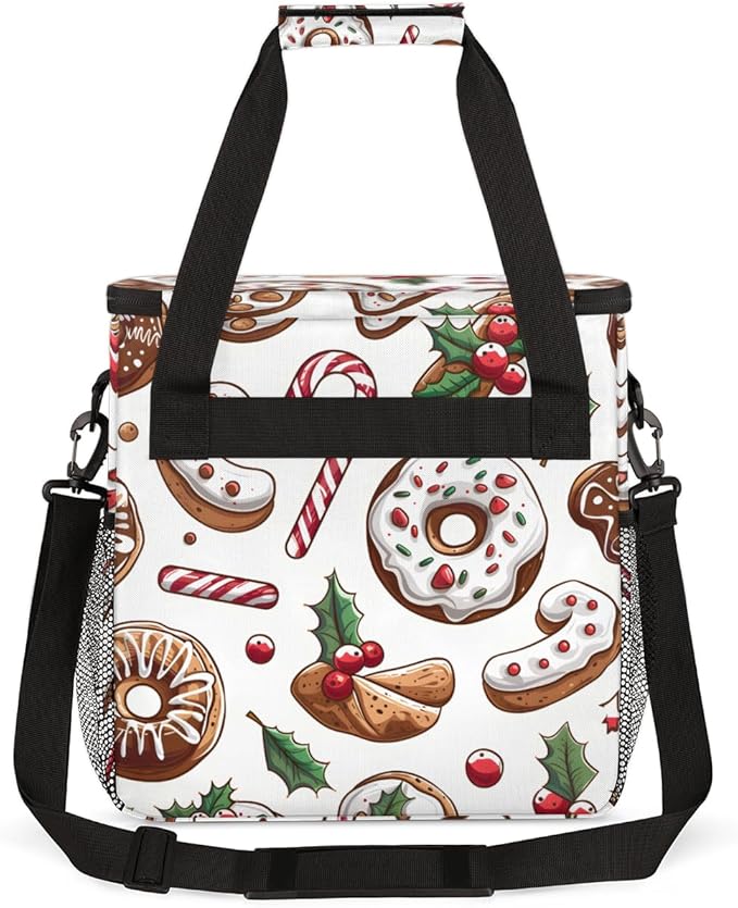 Bright Xmas Biscuit Coffee Maker Carrying Bag Portable Travel Storage Tote Bag Compatible with K-Mini or K-Mini Plus Single Serve Coffee Brewer Carrying Case with Multiple Pockets &amp Shoulder Str