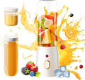 Personal Size Blender for Shakes and Smoothies15.6 oz Portable Blender with 10 BladesRechargeable Mixers Fresh Fruit JuicersMultifunctional Blender with 2 cupsFor TravelSportsOuting 01-white
