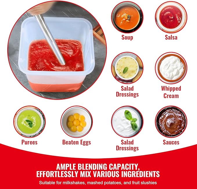 Happybuy Commercial Immersion Blender 500W Heavy Duty Hand Mixer Variable Speed Stick Mixer with 304 Stainless Steel Blade Versatile for Soup Smoothies Purees Baby Food