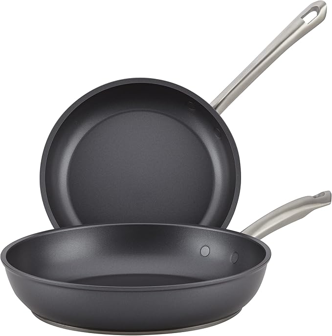 Anolon Accolade Forged Hard Anodized Nonstick Frying Pans/Skillet Set 8 Inch and 10 Inch - Moonstone Gray