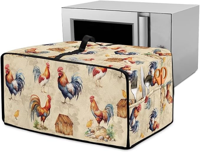 Doojoayie Small Appliance Covers Rooster Print Toaster Cover 4 Slice Bread Machine Protector Kitchen Decoration Gift for Friends Who Loves to Cook