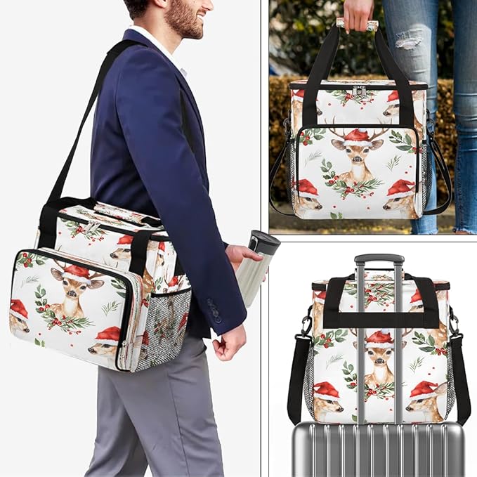 Christmas (716) Coffee Maker Carring Bag Travel Carrying Storage Tote Bag Compatible with Keurig K-Mini or K-Mini Plus Portable Single Serve Coffee Brewer Case with Pockets for K-cup Pods