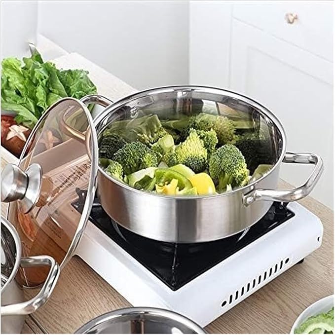 Kitchen Cooking Sets 3 Pcs Thicken Stainless Steel Cooking Soup Pot with Glass Lid Milk Pan Saucepan Kitchen Supplies Cookware Sets