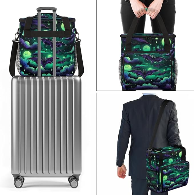Halloween Bat Coffee Maker Carrying Bag Abstract Bat Travel Storage Bag Compatible with K-Mini or K-Mini Plus Single Serve Coffee Brewer Carrying Case with Multiple Pockets &amp Shoulder Strap