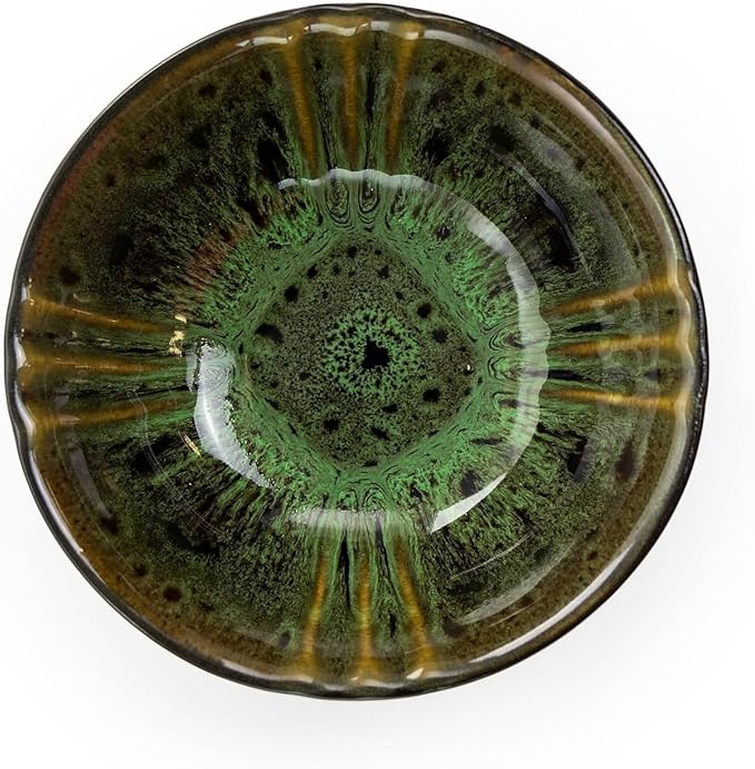16 Piece Green Stoneware Dinnerware Set – Textured Plates Bowls and Mugs Microwave &amp Dishwasher Safe High Gloss and Matte Finish