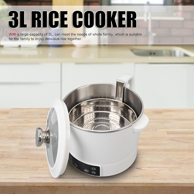 Rice Cooker Small - 3L Electric Hot Pot Stainless Steel Inner Lifting Low Sugar Rice Cooker Electric Steamer Low Carb Rice Maker Shabu Shabu Pot Soup Pot Electric