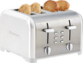 Kenmore Toaster 4 Slice - Extra Wide Slot Countertop Kitchen Appliance Defrost Function Grille-Pain 9 Shade Settings Compact Design Easy Clean Crumb Tray Bread Bagel Stainless Steel &amp White