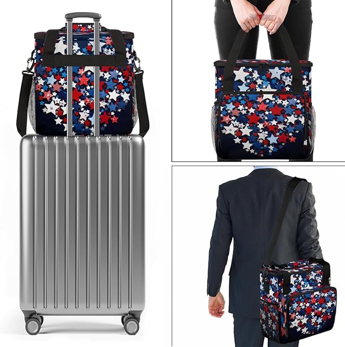 4th of JulyPatriotic Coffee Maker Carrying Bag Portable Travel Storage Tote Bag Compatible with K-Mini or K-Mini Plus Single Serve Coffee Brewer Carrying Case with Multiple Pockets &amp Shoulder S