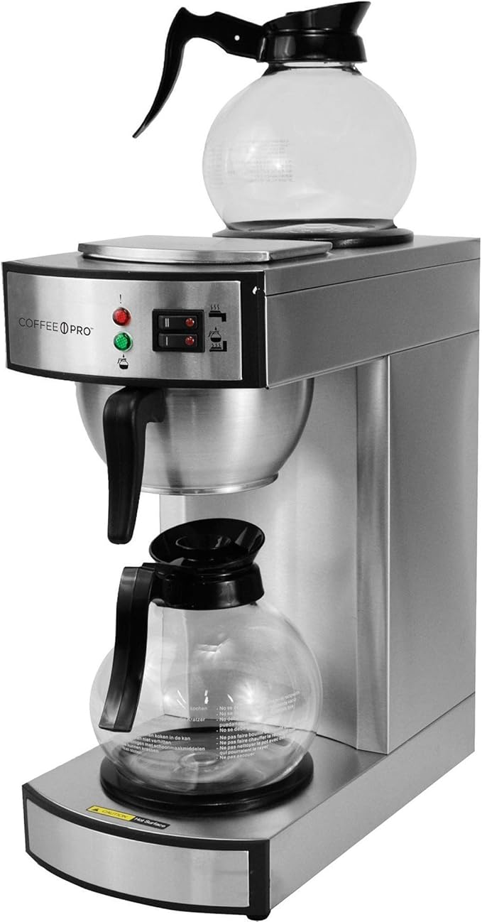 Coffee Pro Two-Burner Institutional Coffeemaker 10/12 Cup 8.75 x 14.75 x 15.25 Stainless Steel