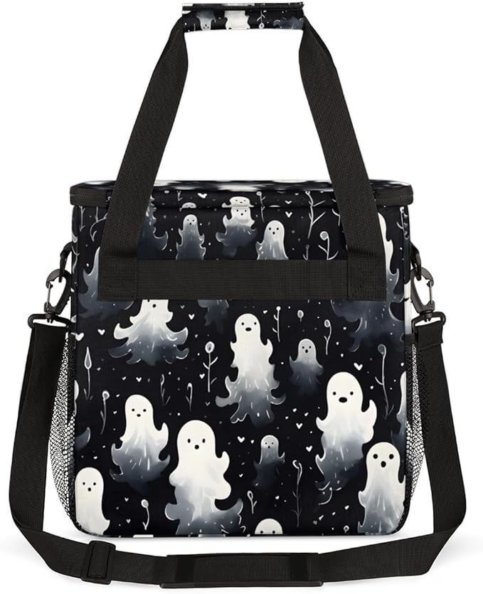 Abstract Halloween Ghosts Coffee Maker Carrying Bag Travel Storage Bag Compatible with K-Mini or K-Mini Plus Single Serve Coffee Brewer Carrying Case with Multiple Pockets &amp Shoulder Strap