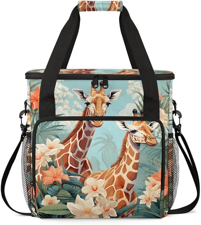 Forest Giraffe Coffee Maker Carrying Bag Cartoon Giraffe Travel Storage Bag Compatible with K-Mini or K-Mini Plus Single Serve Coffee Brewer Carrying Case with Multiple Pockets &amp Shoulder Strap