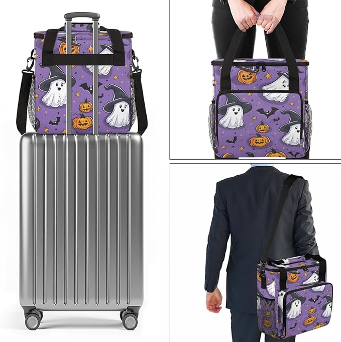 Halloween Pumpkin Coffee Maker Carrying Bag Cute Pumpkin Travel Storage Bag Compatible with K-Mini or K-Mini Plus Single Serve Coffee Brewer Carrying Case with Multiple Pockets &amp Shoulder Strap