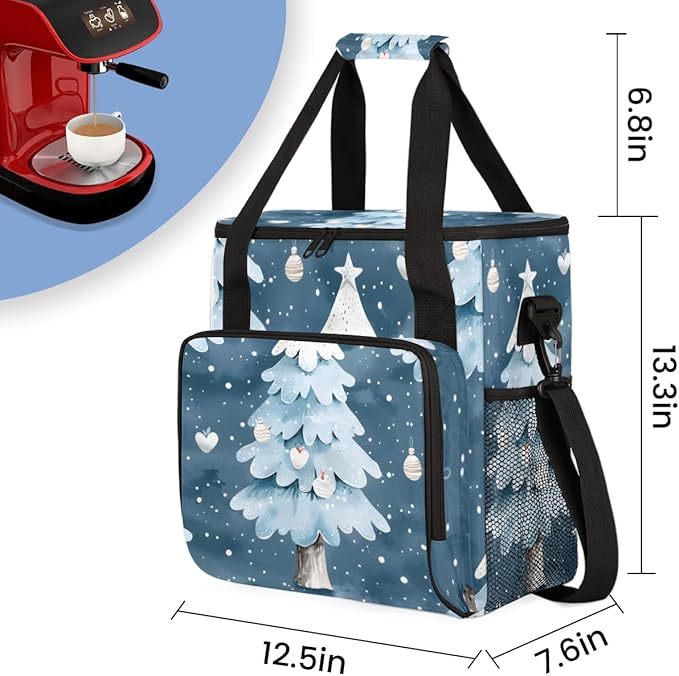 Magical Tree Christmas Coffee Maker Carrying Bag Travel Storage Bag Compatible with K-Mini or K-Mini Plus Single Serve Coffee Brewer Carrying Case with Multiple Pockets &amp Shoulder Strap