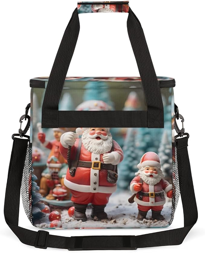 Colorful Santa Claus Coffee Maker Carrying Bag Dreamy Santa Claus Travel Storage Bag Compatible with K-Mini or K-Mini Plus Single Serve Coffee Brewer Carrying Case with Pockets &amp Shoulder Strap