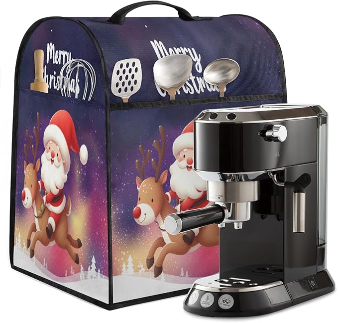 cfpolar Kitchen Aid Mixer Cover Compatible with 6-8 Quarts Santa Claus Elk Christmas Stand Mixer Cover Kitchen Aid Mixers Accessories Appliance Organizer Bag Dust Covers with Zipper Pocket