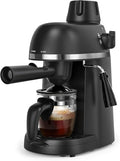 Steam Espresso Machine with Milk Frother 1-4 Cup Mini Expresso Coffee Maker for Home Latte Cappuccino Machine Includes Carafe Black