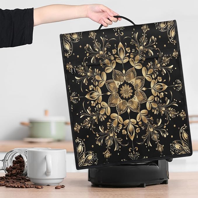 cfpolar Kitchen Aid Mixer Cover Compatible with 6-8 Quarts Bohemian Mandala Gold Stand Mixer Cover Kitchen Aid Mixers Accessories Appliance Organizer Bag Dust Covers with Zipper Pocket