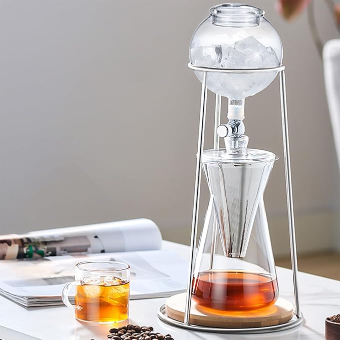 Drip Tower Coffee MakerCoffee Pot Ice Drip Coffee Maker Cold Brew Coffee MakerIced Coffee Maker Cold Brew Dripper Pot Cold Drip Coffee Tower Ice Coffee Machine Cold Brew Coffee for Cafe Home Kitchen