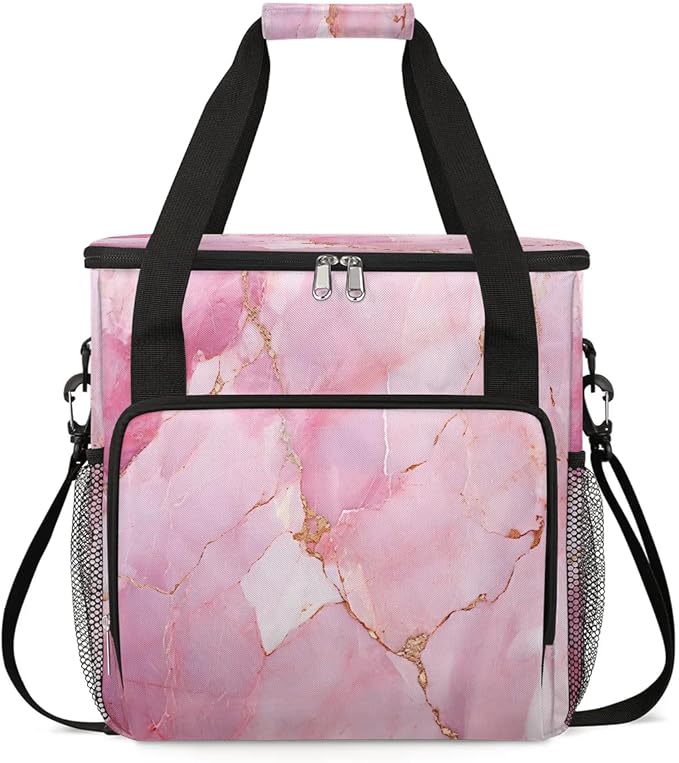 Geometric Pink Marble Coffee Maker Carrying Bag for Keurig K-Mini or K-Mini Plus Storage Portable Coffee Maker Travel Bag