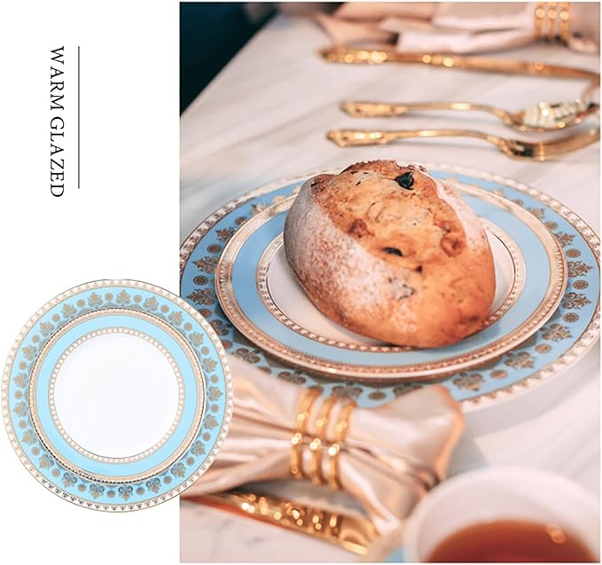 Luxurious artistic sense Dinnerware Set Service for 6Delicate afternoon tea Bone China Dinnerware SetsSteak Dinner Plates Dish Set (24Pcs)Freezer Safe Elegant Dining Plates 26DLL
