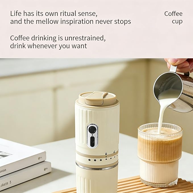 Portable Coffee Maker Innovative Mini Grinder Cup Electric Espresso Coffee Machine One Key Operation Detachable Design Precise Grinding for Travel Hiking Office Home Use