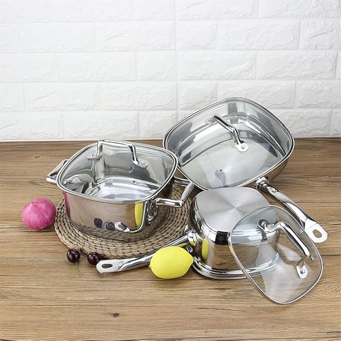Cookware Set Soup Pots Stainless Steel Milk Pot Frying Pan Cooking Pot Set Induction Cooker Kitchen Pots and Pans Nonstick Pan