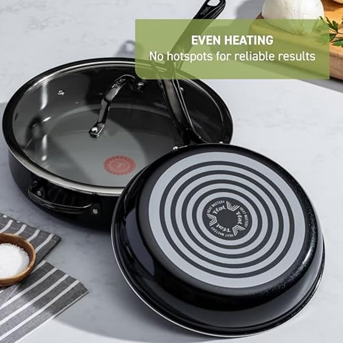 T-Fal Preserve Ceramic Nonstick Frying Pan 2-Pc Set 8.5 &amp 11 Oven Broiler Safe up to 350°F Cookware InoCeram Glide Technology Frying Pan Skillet Pots &amp Pans Black
