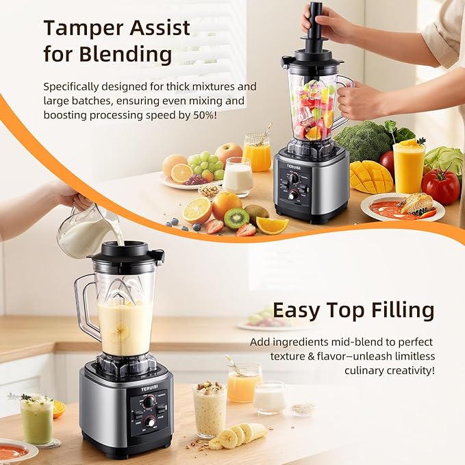 Commercial Blender 2200W 2.95 HP Professional Blender with Quiet PC Sound Enclosure 140 Oz / 4L Large Heavy Duty Blenders with 9 Speeds Timer Self-Cleaning 5 Presets For Shake and Smoothie