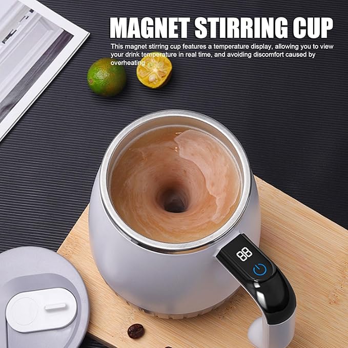 Automatic Stirring Cup with Smart Temperature Display Electric Magnet Mixing Mug for Coffee Protein Powder
